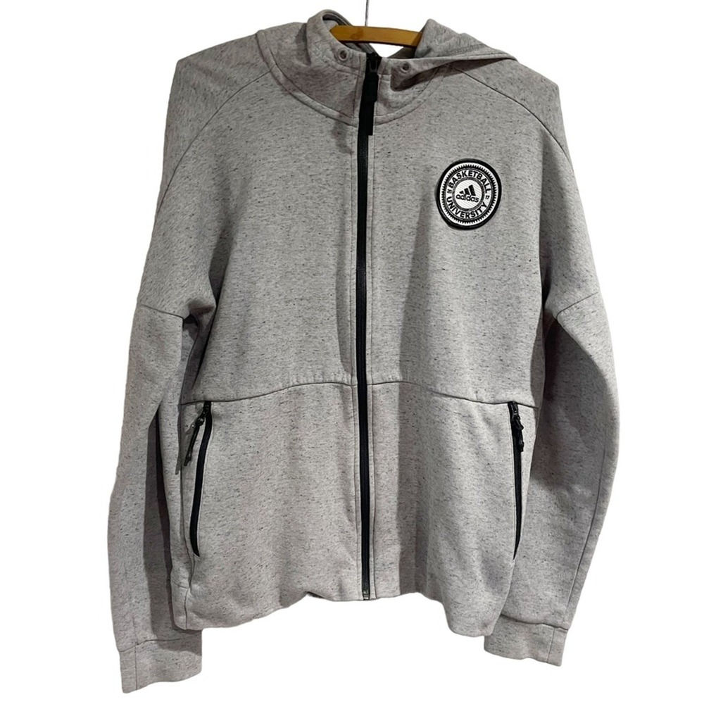 Adidas‎ Basketball University Zip zip Hoodie Heather Gray H2F